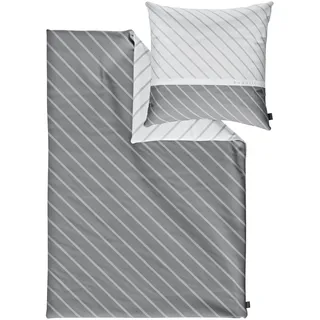 Bettwäsche BUGATTI "Satinbettwäsche bugatti", grau, B/L: 155cm x 220cm, 1 Stk., 1 Stk., Mako-Satin, B/L: 80cm x 80cm, 2 Stk., Mako-Satin, Obermaterial: 100% Baumwolle, Bettwäsche, Bettwäsche, mit zeitlosem Wende-Design