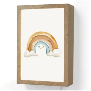 OnlyWow Wandleuchte Lightbox Regenbogen - Pastellfarben - Mädchen, Dimmbar, Farbwechsel, LED, Warmweiß, Kaltweiß, Neutralweiß Einstellbar, Wandlampe Innen, Dimmbar, mit Kabel, LED, Beleuchtung, Kinderzimmer 20 cm x 8 cm x 30 cm
