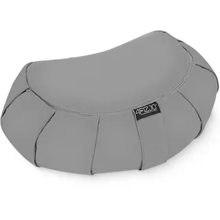 4FIZJO Halbmond Yogakissen mit Buchweizenschalen, Meditationskissen, Natürliche Füllung, Sitzkissen Perfekt für bequemes Yoga, Meditation, Achtsamkeit | 40x30x12 cm | Grau