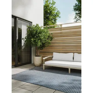 benuta basic In- & Outdoor-Teppich Lou Blau 140x200 cm - Teppich für Balkon, Terrasse, Garten