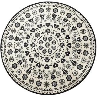 WELL HOME MOBILIARIO & DECORACIÓN Badteppich, Mandala, Weiß und Schwarz