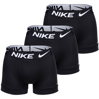 NIKE Herren Boxer Shorts, 3er Pack - Trunks, Dri-Fit Micro, Logobund Schwarz S