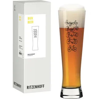 RITZENHOFF 8261002 Bier-Glas 330 ml - Serie Radsport - Motiv mit bicycle Schriftzug, schwarz - Made in Germany