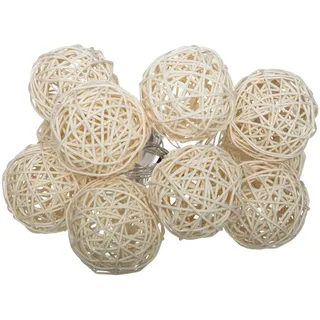 ATMOSPHERA CREATEUR D'INTERIEUR LED-Lichterkette Rattan 162 cm Elfenbeinfarben