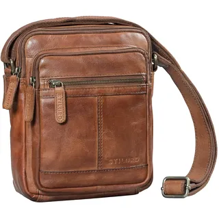 STILORD "Lorenzo Kleine Umhängetasche Herren Leder Crossbody Herrentasche Vintage Ledertasche Schultertasche Männerhandtasche kompakte Messenger Bag für 8 Zoll Tablet Farbe:brandy - cognac - S