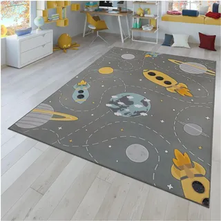 TT Home Kinderteppich 200 x 290 cm Grau/Blau/Gelb