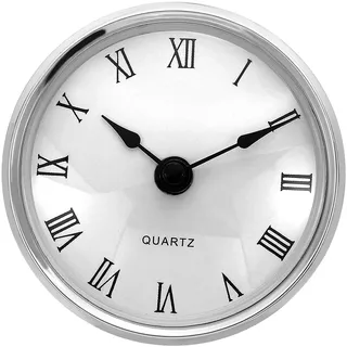PATIKIL 80mm Quarz Uhrwerk Wanduhr, Stille Römische Ziffern Kaminuhren, Ersatz für Tischuhr, Stehuhr, Standuhr (Silberfarben/Weiß, Stil 16)