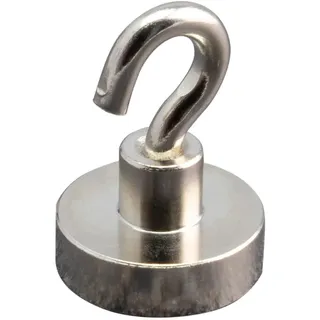 10 Magnethaken, Neodym 20 mm, Stahl, Neodym, silber