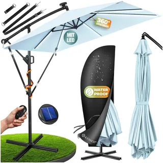 Kesser Ampelschirm Holly rechteckig Ø 350 cm mit LED Hellblau