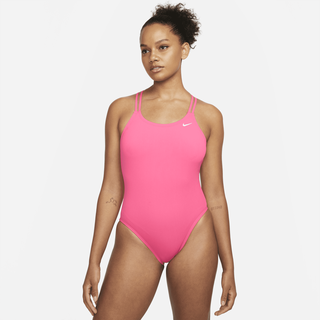 Nike HydraStrong Solid Einteiliger Damen-Badeanzug mit Spiderback-Design - Pink, 36