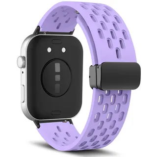 MaEiol Armband Silikon für Huawei Watch Fit 5/5 Pro/Watch Fit 4 Pro/4/3 | Armband Armbänder Atmungsaktives Magnetisch Porös Verstellbar Weich Sport Wasserdicht Ersatzarmband Uhrenarmband - Lila