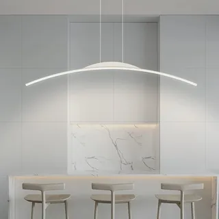 LED Hängeleuchte Esstisch Pendelleuchte mit Fernbedienung Pendellampe Dimmbare hängende Leuchte Höhenverstellbar Kronleuchter für Esszimmer Wohnzimmer Küche Büro (weiß, L100cm)