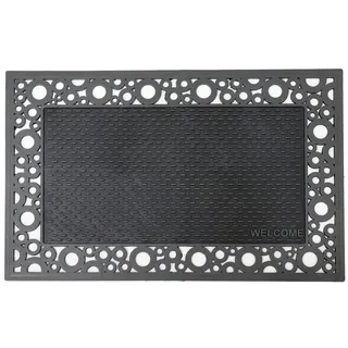 Vimoda Fußmatte Eingangstürmatte, Außen & Innen Gummi Schmutzfänger für Haustür, Rechteckig, Höhe: 12 mm, Fußabtreter Gummimatte wasserdicht Vinylteppich PVC, Terrasse Balkon schwarz Rechteckig | 45 cm x 70 cm x 12 mm