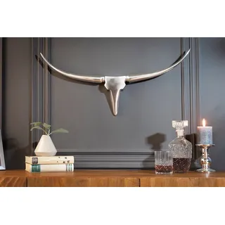 riess-ambiente Wanddekoobjekt BULL 75cm silber, Metall · Stierkopf · Modern Design · Wohnzimmer · Schlafzimmer silberfarben