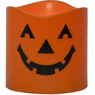 LED Kerze Halloween D: 15cm H: 15cm Batteriebetrieb orange