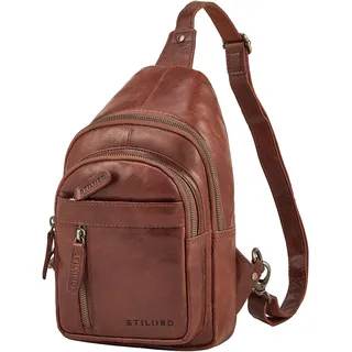 STILORD "Montego 2-in-1 Sling Bag Herren Leder Brusttasche Schultertasche | Große Ledertasche Crossover Chest Bag Echtleder Umhängetasche Herrentasche zum Umhängen Farbe:maraska - braun - M