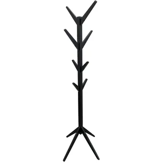 HOME DECO FACTORY Garderobenständer Baum 8 Haken 178 cm Schwarz | MDF, Garderobenständer Baum, 8 Haken, Höhe 178 cm, Flur oder Schlafzimmer, zeitgemäßes Design, Schwarz
