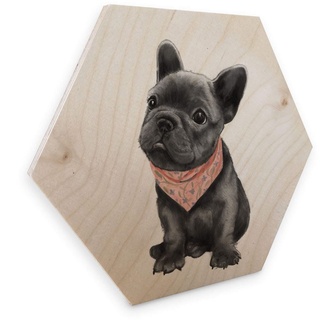 Wall-Art Holzbild Französische Bulldogge Holzbild, (1 St.) B/H/T: 35 cm x 0,9 30 bunt Bilder Wohnaccessoires