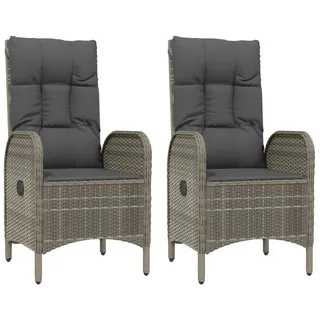 vidaXL Polyrattan Gartenstühle 57 x 62,5 x 109 cm grau 2 St.