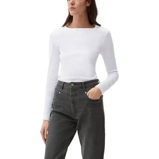 T-Shirt S.OLIVER Gr. 38, weiß (white) Damen Shirts Jersey mit U-Boot-Ausschnitt