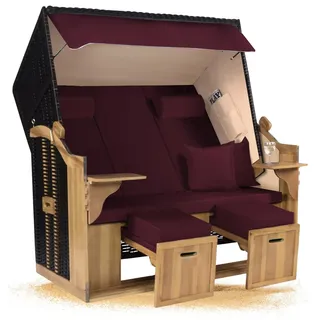 Strandkorb Hanse Ostsee XXL 2,5 Sitzer Volllieger schwarz 150cm breit, ideal für Garten, Terrasse und Balkon