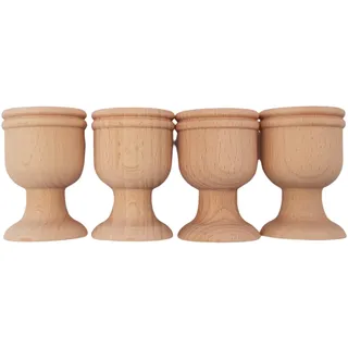 PnL Eierbecher Set aus unbehandeltem Buchenholz | 4 Stück Eierhalter Holz | Eierständer in Handarbeit hergestellt | Küchen-Zubehör praktisch | Eihalter für Frühstückstisch | Ostern | Geschenkidee