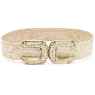 LASCANA Taillengürtel Stretchgürtel, Schmuckgürtel, Gürtel für Kleid & Overall, Bauchgürtel NEU moderne Bast-Optik, mit Shaping-Effekt dank elastischem Material beige 105