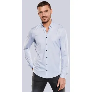 emilio adani Herren Funktionshemd langarm blau slim fit uni Haifisch - M