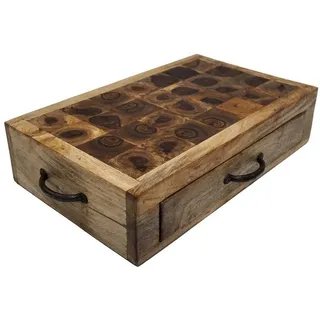 Trademark Living Schneidebrett Food Schneidebrett mit Schublade, Holz, (1-St), patiniert braun