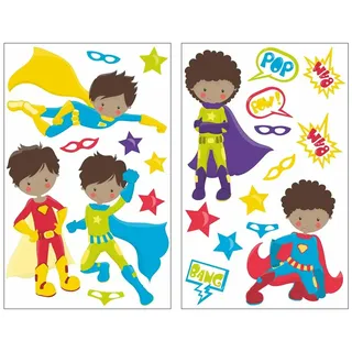 Samunshi® 23x Wandtattoo Superhelden Set Wandbilder Kinderzimmer Deko Junge Wandtattoo Kinderzimmer Mädchen Wandsticker Kinderzimmer 2x 33x52cm