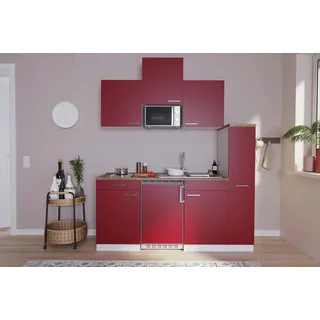Küchenzeile Economy m. Geräten Rot/Nussbaum B: ca. 180 cm