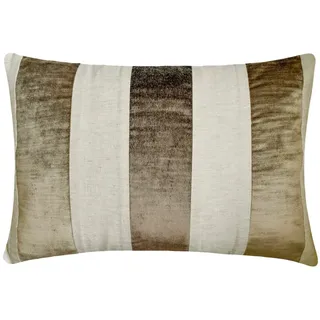 Homecentric Dekoratives Beigefarbenes Lendenkissenbezug-set (30 X 50 Cm), Zweiteilig, Samt- Und Leinen-patchwork-streifenmuster – Hellbeige