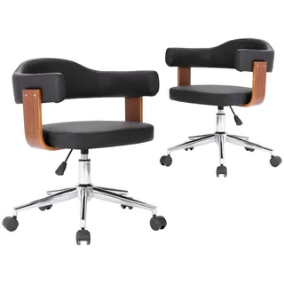vidaXL Esszimmerstuhl drehbar Kunstleder schwarz 2er Set