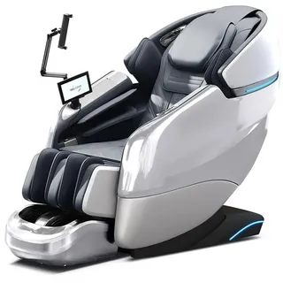 Luxus 4D Ganzkörper Massagesessel mit intelligenter SL-Schiene, Wärmetherapie, Bluetooth & Tiefenmassage Weiß L155xB76xH116cm /GH-G6Bai/