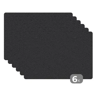 MuchoWow Platzset Leder - Textur - Tierhaut, (6-St), Platzsets, Tischset, Abwaschbar, Tischsets, Platzdeckchen schwarz