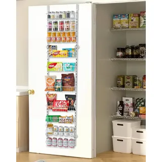 Vevor Vorratsschrank Speisekammer-Organizer Aufbewahrung über der Tür, 10-stufige Gewürzregale zum Aufhängen aus Stahl, verstellbare Lagerregale für die Wand, für Zuhause Küche Badezimmer, Weiß