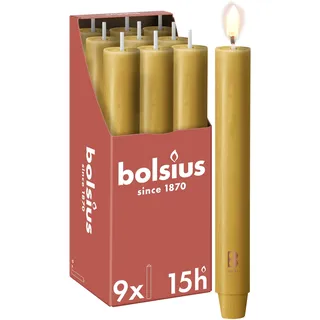 Bolsius - Stabkerze XL Rustik - 23 x 3 cm - Oat Beige - im Karton zu 9 Stück - Länge Brenndauer 15 Stunden - Unparfümierte - Enthält Natürliches Pflanzenwachs - Ohne Palmöl