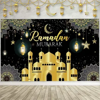 Ramadan Mubarak Dekoration Ramadan Mubarak Hintergrund Banner 180 * 110 cm Muslim Hintergrund Banner für Eid Deko Eid Al Fitr Partyzubehör