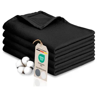 Bellphany 4er Set Premium Geschirrtücher schwarz - Küchentücher aus 100% Baumwolle, Oeko-TEX® zertifizierte Geschirrhandtücher, 45x60cm, schwarz einfarbig