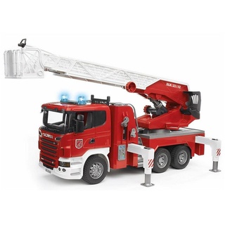 Bruder® Spielzeug-Feuerwehr 03590 - Scania R-Serie Feuerwehrleiterwagen mit Wasserpumpe, Light & Sound Modul, Maßstab 1:16, für Kinder ab 4 Jahren rot