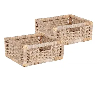 LebensWohnArt Dekokorb 2er Set Rattan Korb CESTA-Small Natural