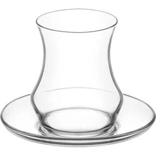 Türkische Teegläser Tee mit Untertasse Hohe Qualität EDA Orientalisch arabisch Teestube Cafe Kahve Bar Club Cay Seti Bardak Bardagi Teegläser Untertassen (24tlg(12 Gläser+12 Untertassen))