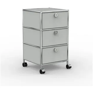 Versee Rollcontainer Büro-Aktencontainer, Metall, 40 cm, 3 Schubladen, Farbauswahl, (Schubladencontainer für Büro und Home-Office, 1 Rollcontainer), Robust und langlebig, 50kg belastbar grau