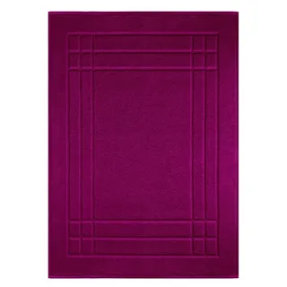 Lashuma Badematte - Duschvorleger, Höhe 5 mm, Frottee, schnell trocknend, Made in Portugal, 450 GSM, extra Saugstark, robuster Aufhänger Mittig, Baumwolle, rechteckig, Baumwoll Bad Läufer in lila 50x70 cm lila