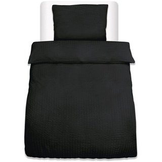 Bettwäsche »Meline«, Beautissu, 100% Polyester, 2 teilig, Seersucker Bettwäsche Set mit Reißverschluss schwarz 1 St. x 155 cm x 220 cm