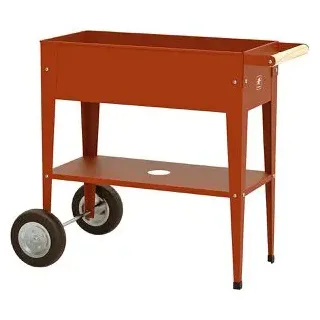 Herstera Hochbeet Barcelona HG08933601, aus Stahl, 75 x 35 x 80 cm, 47 Liter, rot, mit Rollen und Ablageboden