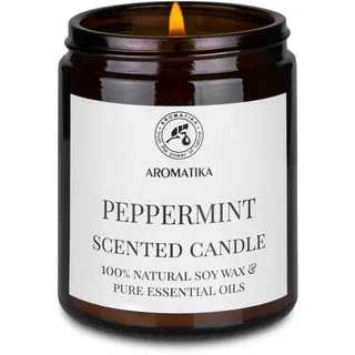 Duftkerze Pfefferminze 150 g - 100% Ätherisches Pfefferminzöl - Aroma Kerze Natürlich - Sojawachs Kerze - Aromatherapie - Kerzen für Raumduft - Duftkerze im Glas - Idee für Muttertag - Geburtstag