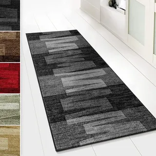 casa pura Teppich Läufer für Küche Via Veneto Flur & Wohnraum - Teppichläufer auf Maß - Meterware - Flurteppich - Küchenläufer - Brücke - Wohnzimmer Teppich 80x200 cm | 1,60m2 - Schwarz