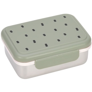 LÄSSIG Kinder Brotdose Edelstahl Lunchbox Frühstücksbox Nachhaltig Kindergarten Schule/Happy prints light olive