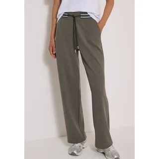 Stoffhose CECIL "Style Neele", Damen, Gr. M (40), Länge 30, grün (dried olive grün), Web, Obermaterial: 71% Polyester, 25% Viskose, 4% Elasthan. Futter: 100% Polyester, meliert, lang, Hosen Stoffhose, Jaquard-Qualität, Elastikbund mit Kontrastdetails